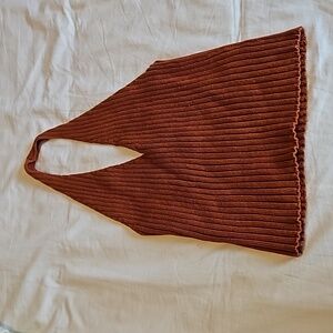 🩴 Burnt Orange Halter Crop Top Size L